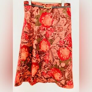 Elegant Floral western/ cottage style Maxi Skirt in Red and Green